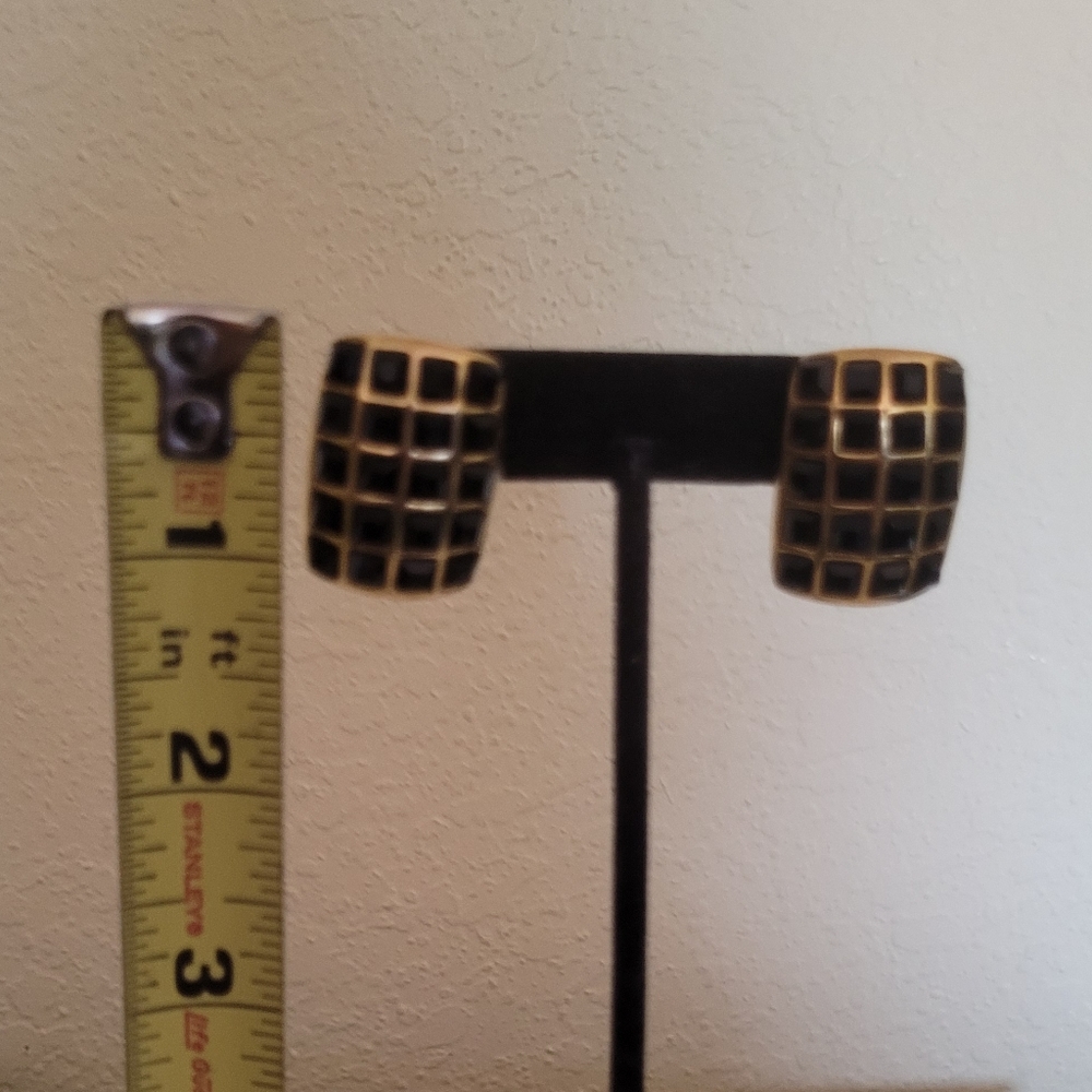 Black Rectangular Earrings - image 2